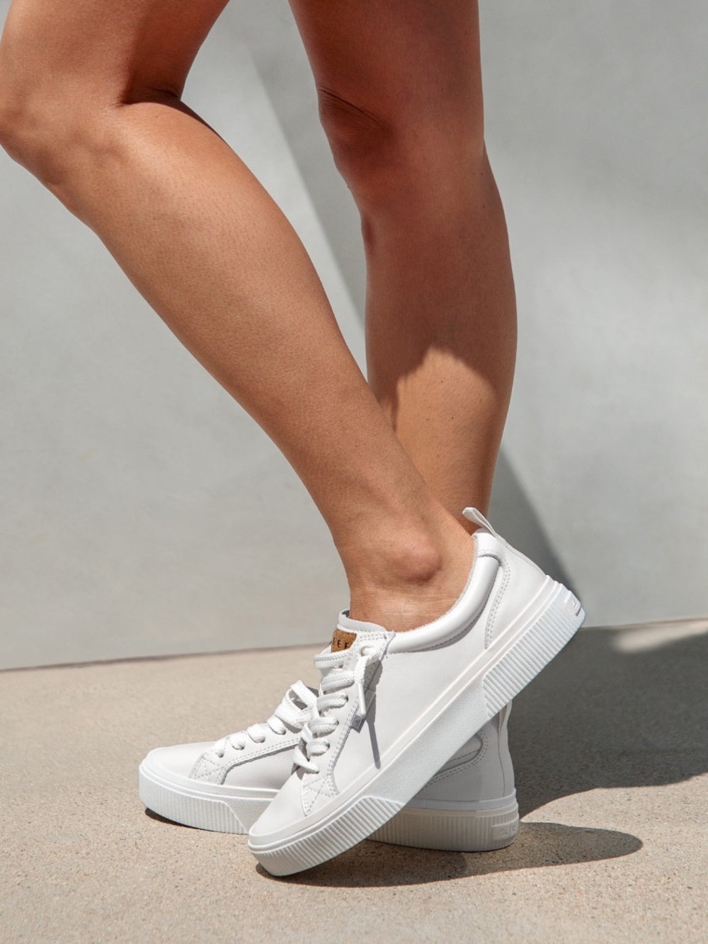 Reef White Platform Sneaker with Subtle Leather Accents